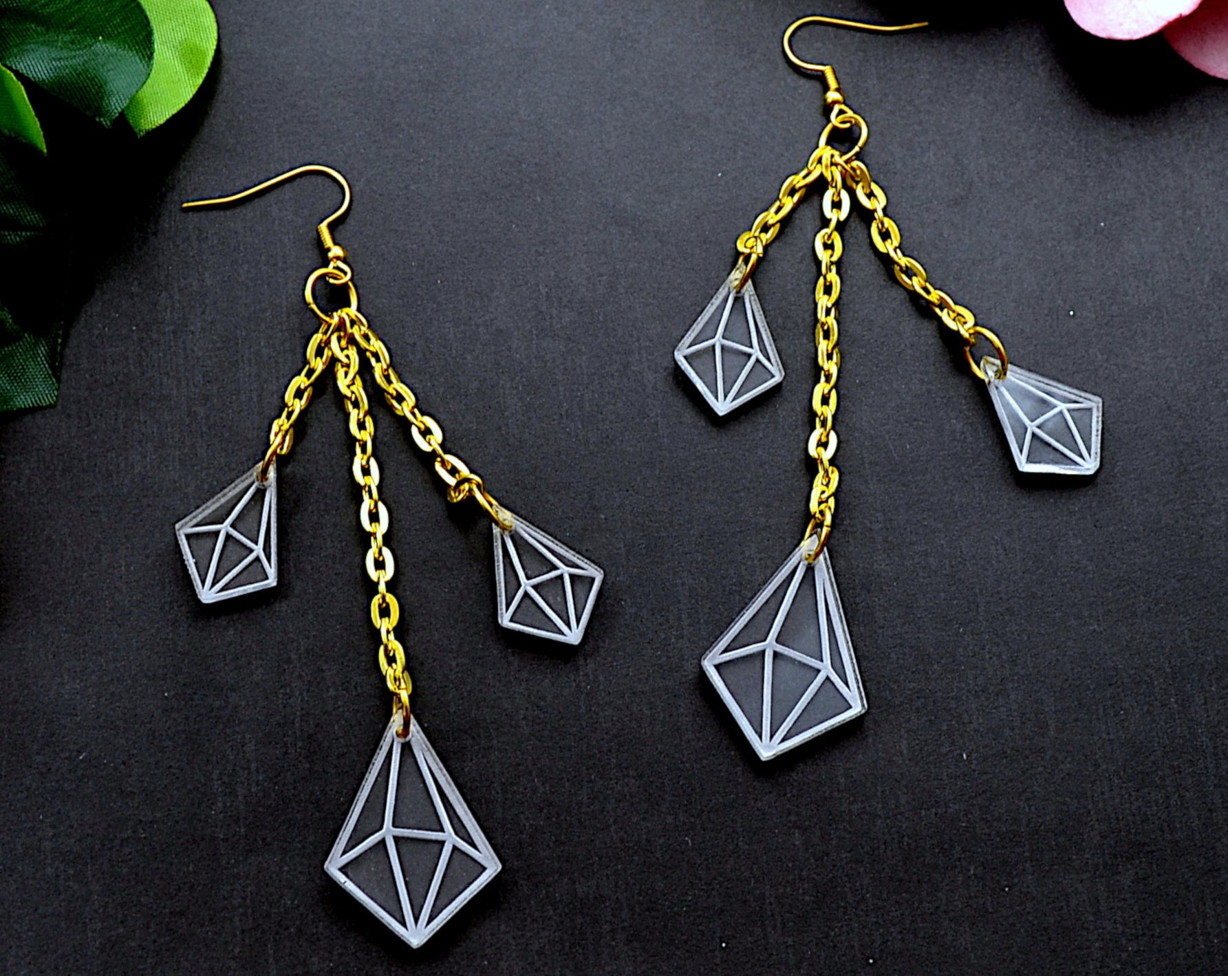 Laser Cut Acryl!   ic Earrings Etsy - dangling diamonds laser cut acrylic earrings